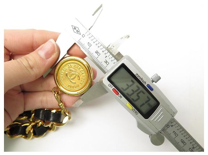 VINTAGE CHANEL CC MEDAILLON GÜRTEL VERSCHLUNGENES LEDER 80 GOLDMETALL Golden - Ansicht 11