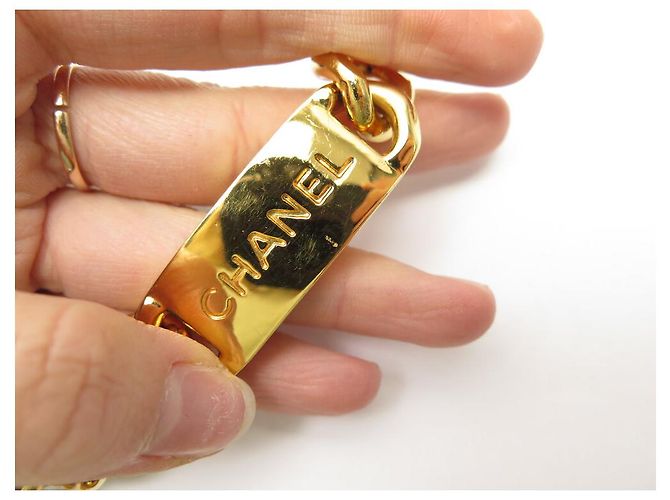 VINTAGE CHANEL CC MEDAILLON GÜRTEL VERSCHLUNGENES LEDER 80 GOLDMETALL Golden - Ansicht 12