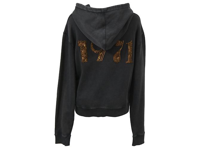 Sudadera de algodón negro adornada Saint Laurent 1971 - vista 3