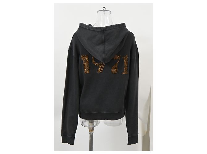 Sudadera de algodón negro adornada Saint Laurent 1971 - vista 8