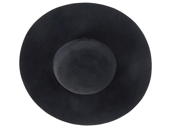 Sombrero de ala ancha en lana negra con cinta Saint Laurent - vista 5