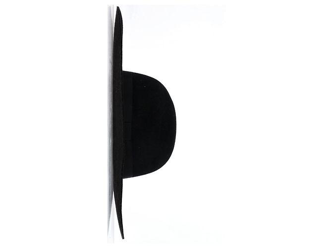 Sombrero de ala ancha en lana negra con cinta Saint Laurent - vista 7