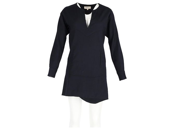 Abito mini a maniche lunghe Isabel Marant Étoile in lana blu navy - vista 4