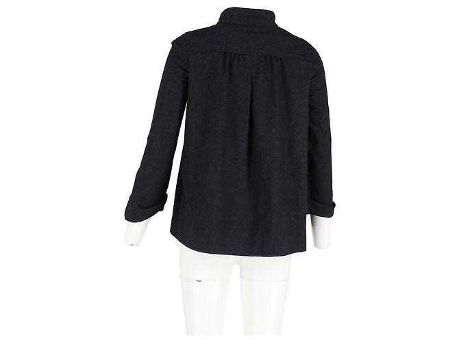 Isabel Marant Hidden Button Jacket in Black Wool - view 6