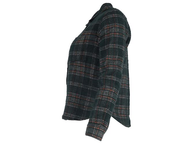 Isabel Marant Plaid Buttoned Long Sleeve Shirt in Olive Cotton Green Olive green - view 2