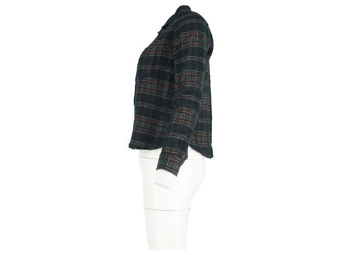 Isabel Marant Plaid Buttoned Long Sleeve Shirt in Olive Cotton Green Olive green - view 5