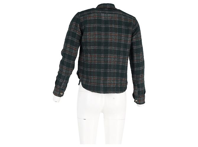 Isabel Marant Plaid Buttoned Long Sleeve Shirt in Olive Cotton Green Olive green - view 6