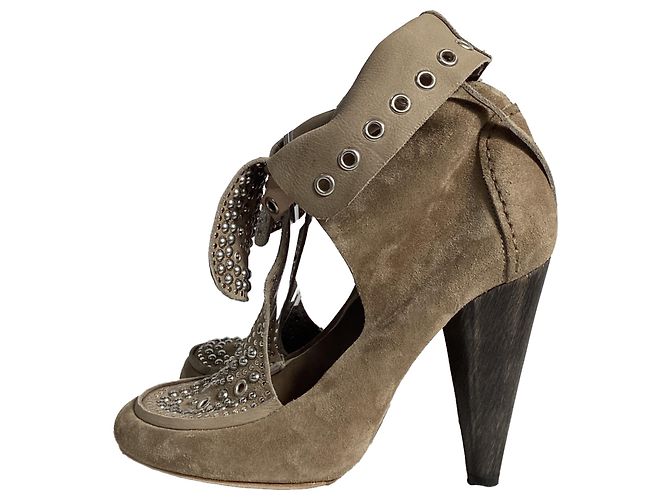 Botines Mossa con tachuelas en ante marrón de Isabel Marant Castaño Roja - vista 3
