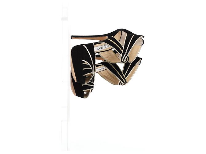 Koko-Plateau-Sandalen von Jimmy Choo aus schwarzem Wildleder - Ansicht 12