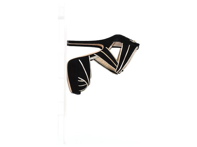 Koko-Plateau-Sandalen von Jimmy Choo aus schwarzem Wildleder - Ansicht 8