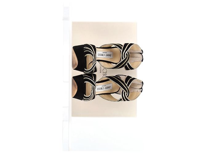 Koko-Plateau-Sandalen von Jimmy Choo aus schwarzem Wildleder - Ansicht 9