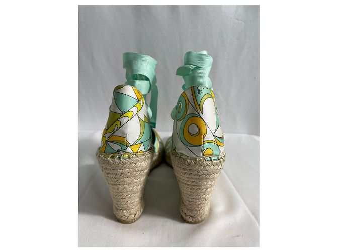 Pumps con zeppa in espadrille in satin multicolore con lacci Emilio Pucci - vista 10