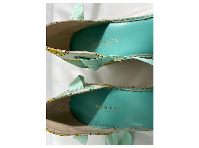 Pumps con zeppa in espadrille in satin multicolore con lacci Emilio Pucci - vista 13