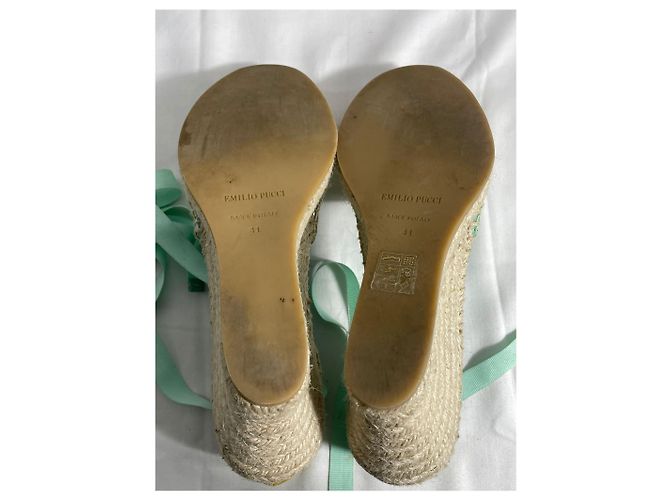 Pumps con zeppa in espadrille in satin multicolore con lacci Emilio Pucci - vista 14