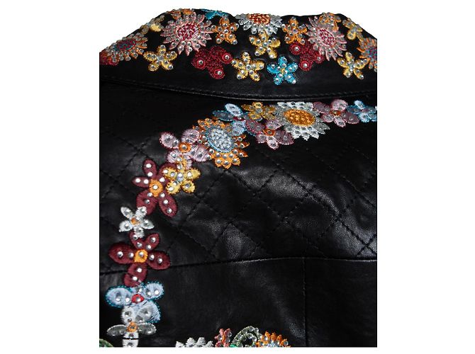 Philipp Plein Lederjacke mit Stickerei Schwarz - Ansicht 7