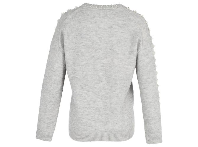 Maje Grau akryl Cardigan mit Perlenverzierung und Taschen - Ansicht 3