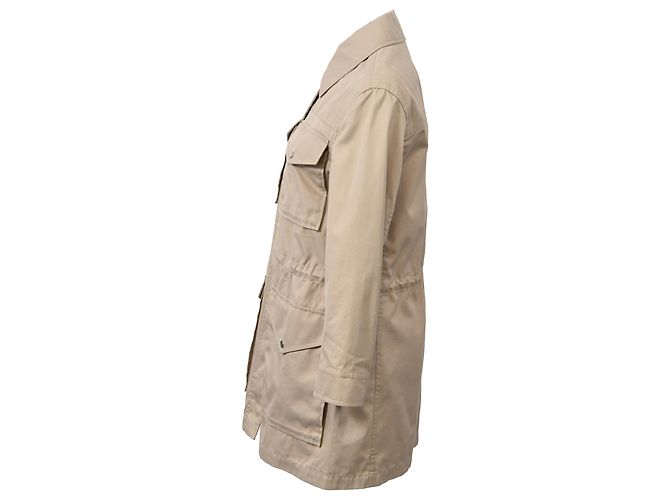 Chaqueta cortavientos Hermès con botones en algodón beige - vista 2