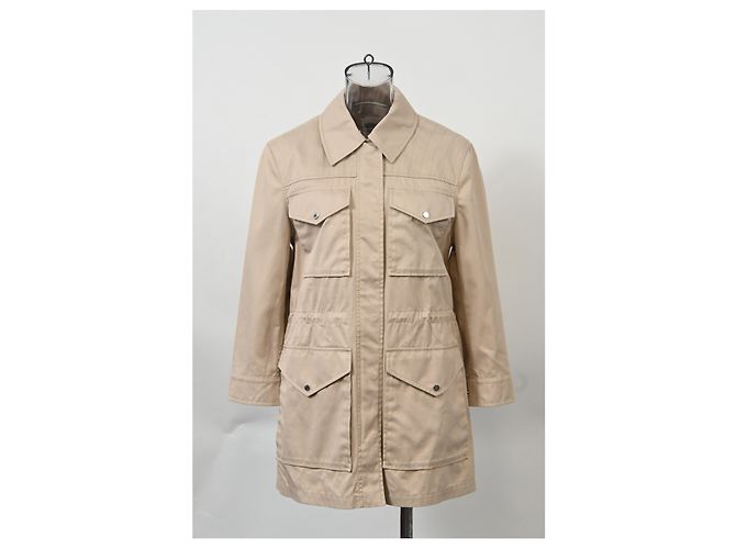 Chaqueta cortavientos Hermès con botones en algodón beige - vista 6