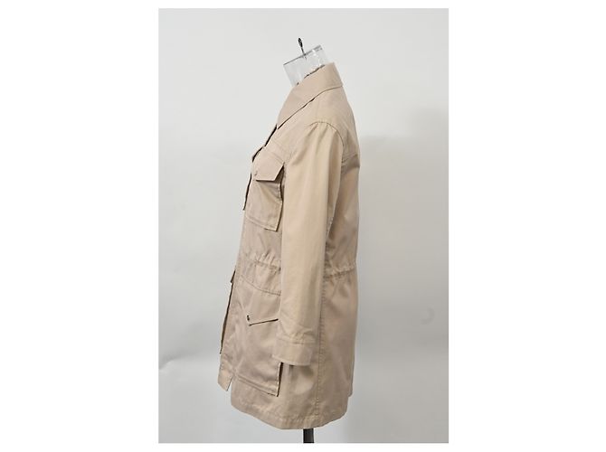 Chaqueta cortavientos Hermès con botones en algodón beige - vista 7