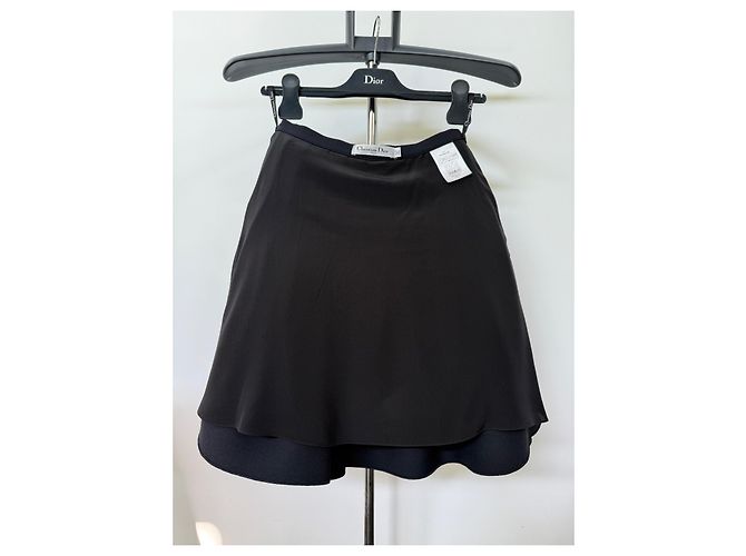 Falda patinadora Christian Dior de lana negra Negro - vista 3
