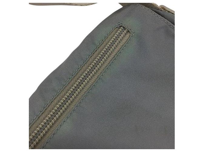 Borsa a tracolla in nylon tessuto grigio chiaro con logo Prada Blu chiaro - vista 10