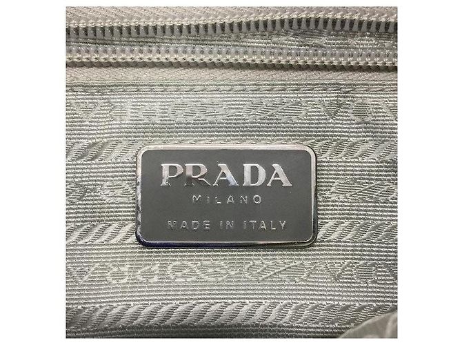 Borsa a tracolla in nylon tessuto grigio chiaro con logo Prada Blu chiaro - vista 6