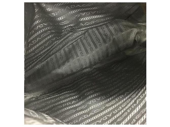 Borsa a tracolla in nylon tessuto grigio chiaro con logo Prada Blu chiaro - vista 8