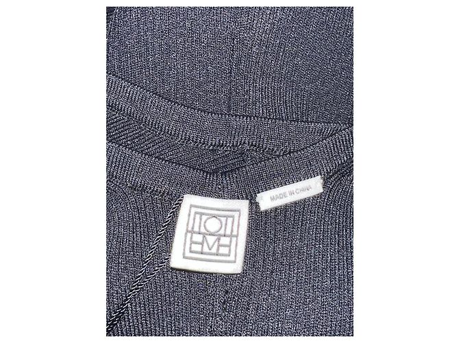 Totême Ripp Maxi Ein-Schulter Enges Kleid aus schwarzer Viskose - Ansicht 11