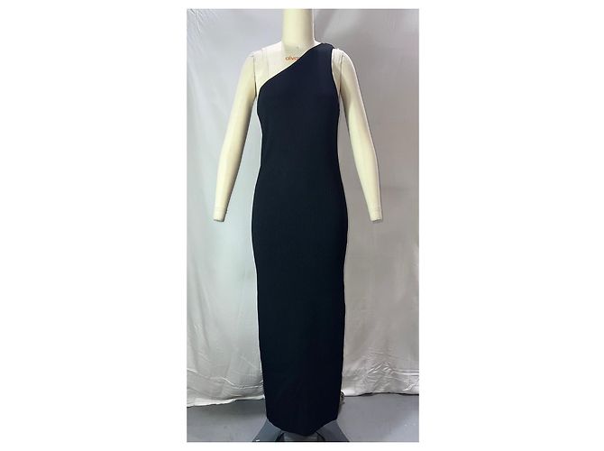 Totême Ripp Maxi Ein-Schulter Enges Kleid aus schwarzer Viskose - Ansicht 7
