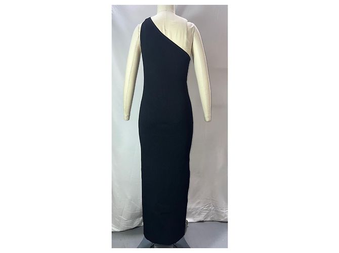 Totême Ripp Maxi Ein-Schulter Enges Kleid aus schwarzer Viskose - Ansicht 9