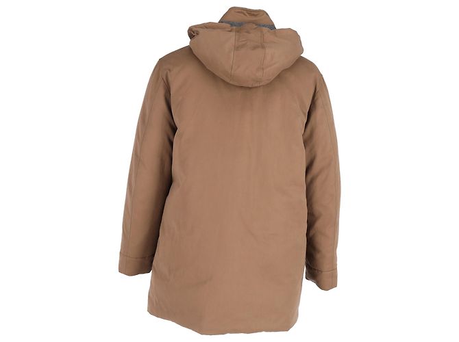 Brunello Cucinelli Kapuzenjacke aus braunem Baumwollstoff - Ansicht 3