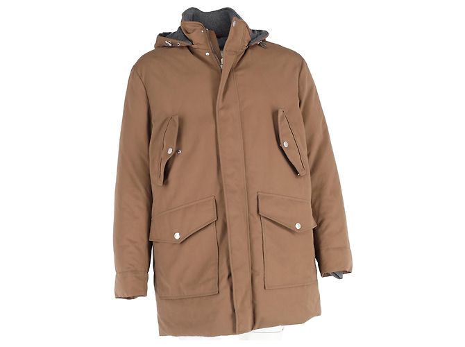 Brunello Cucinelli Kapuzenjacke aus braunem Baumwollstoff - Ansicht 4