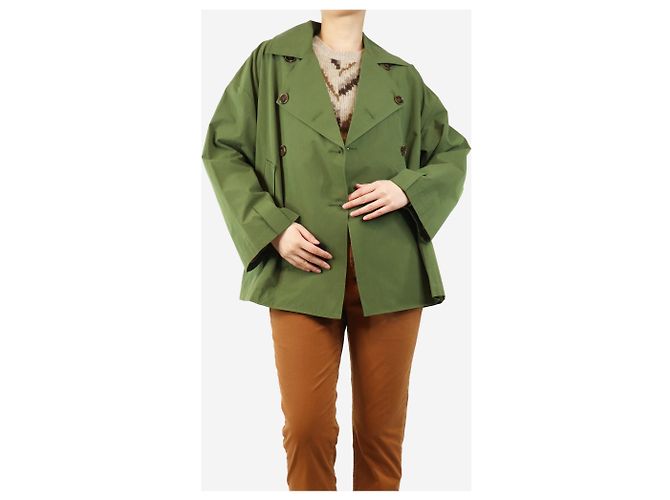 Attic and Barn Khaki-grüne, doppelt-knöpfte Trenchjacke - Größe UK 10 - Ansicht 3