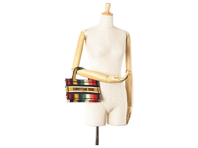 Book Tote Dior Mini D Stripes Tote Giallo - vista 7