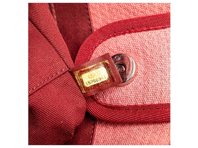 Chanel Rote Mini-Deauville-Tasche aus Mischfasern Bordeaux - Ansicht 6