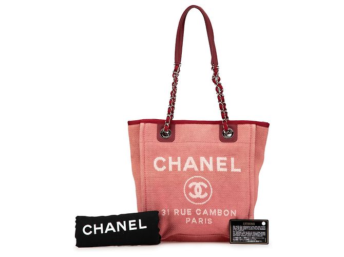 Chanel Rote Mini-Deauville-Tasche aus Mischfasern Bordeaux - Ansicht 8