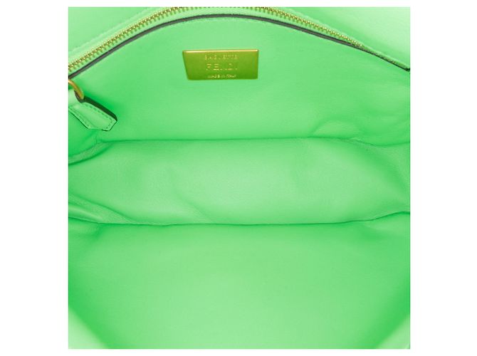 Fendi Green Zucca Embossed Leather Chain Midi Baguette Light green - view 4