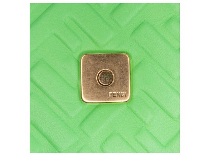 Fendi Green Zucca Embossed Leather Chain Midi Baguette Light green - view 5