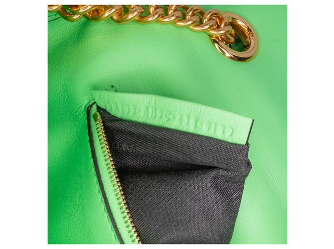 Fendi Green Zucca Embossed Leather Chain Midi Baguette Light green - view 6
