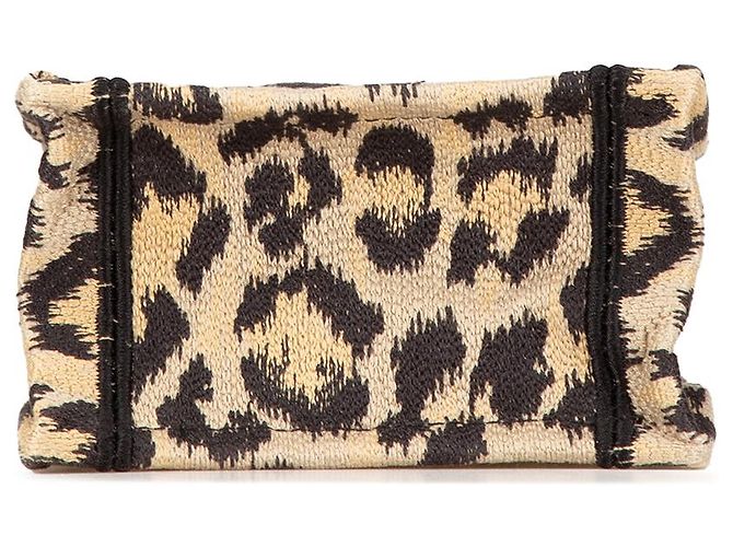 Book Tote Borsa verticale in tela ricamata leopardata Mizza Mini marrone Dior - vista 3