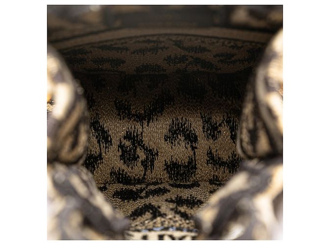 Book Tote Borsa verticale in tela ricamata leopardata Mizza Mini marrone Dior - vista 4