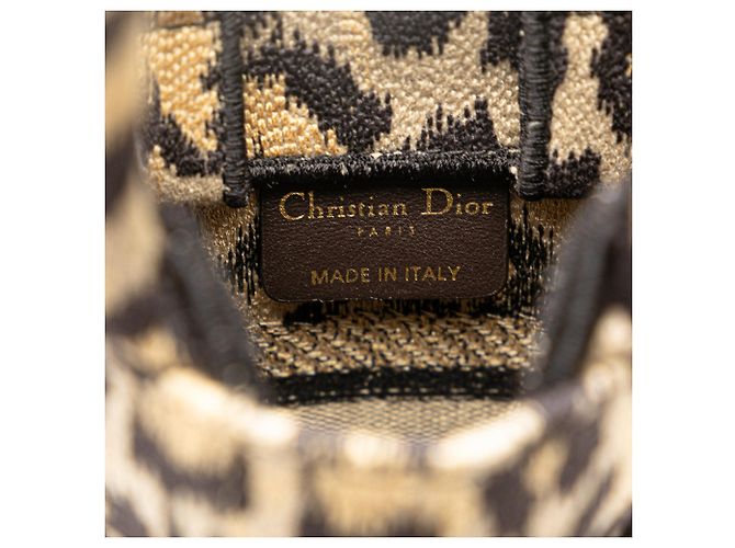 Book Tote Borsa verticale in tela ricamata leopardata Mizza Mini marrone Dior - vista 5