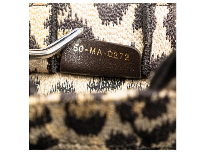 Book Tote Borsa verticale in tela ricamata leopardata Mizza Mini marrone Dior - vista 6
