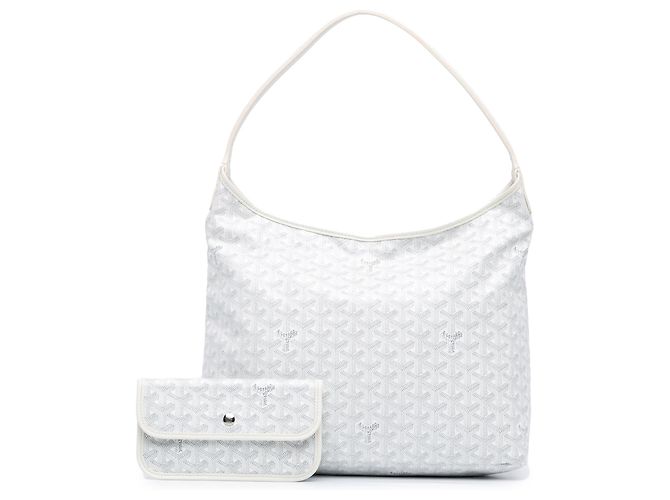Goyard Hobo Boheme in Goyardine bianca Bianco - vista 10
