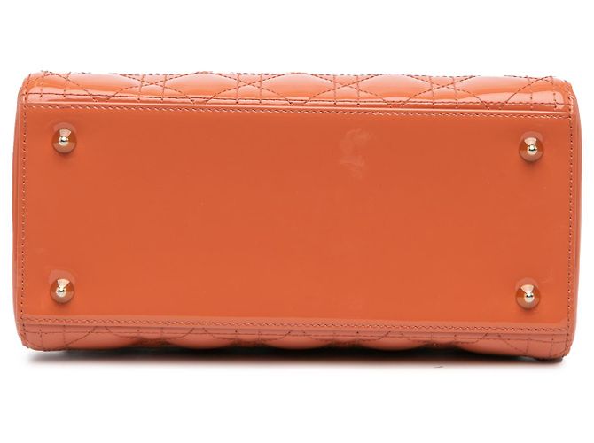 Dior Arancione Medio Patent Cannage Lady Dior Pesca - vista 3