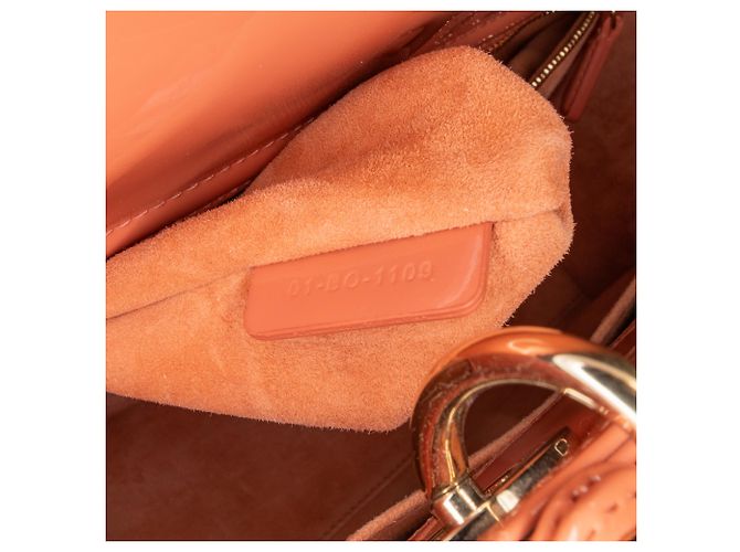 Dior Arancione Medio Patent Cannage Lady Dior Pesca - vista 5