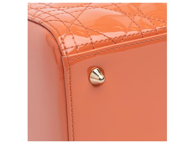 Dior Arancione Medio Patent Cannage Lady Dior Pesca - vista 6