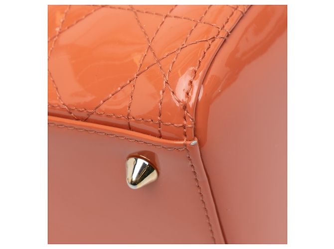 Dior Arancione Medio Patent Cannage Lady Dior Pesca - vista 7