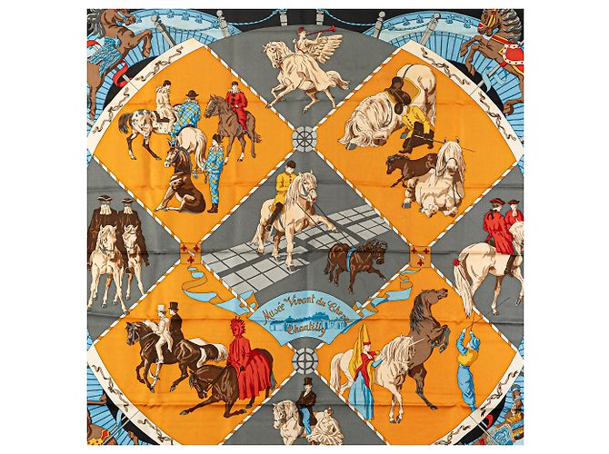 Bufanda de seda Hermès Black Musee Vivant du Cheval Chantilly - vista 2