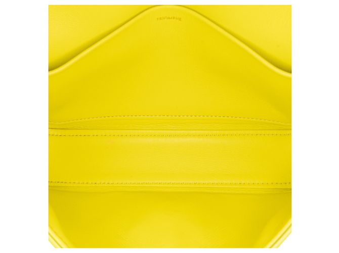 Céline Borsa a spalla con catena Triomphe in pelle di vitello gialla Celine - vista 4